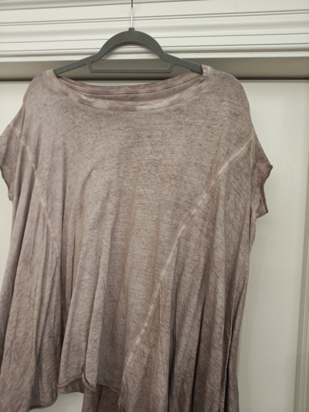 All Saints Washed Taupe Short Sleeve Draped Tee
